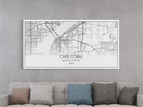 Cape Coral Street Map, Florida Map, Map Print, Modern Art, Wall Art, Canvas Art, Rustic Décor ...