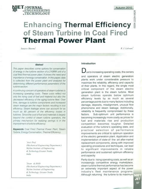 Thermal Efficiency of Turbine in A Thermal Power Plant | PDF | Power Station | Energy Conservation