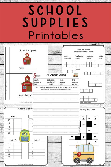 School Supplies Printables - Simple Living. Creative Learning