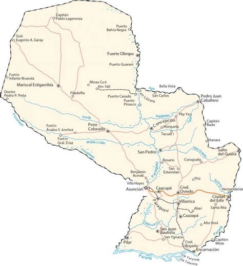 Map of Paraguay - Cities and Roads - GIS Geography