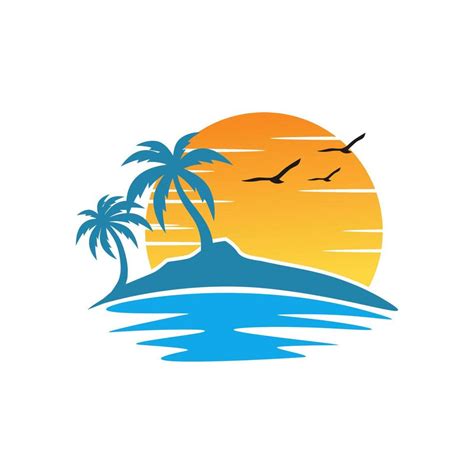 Beach island landscape logo . Beach logo design Vector . Beach Logo ...