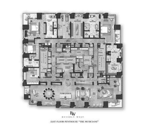 Floor 21 PH — Beverly West | Millwork wall, Apartment floor plans, Flooring