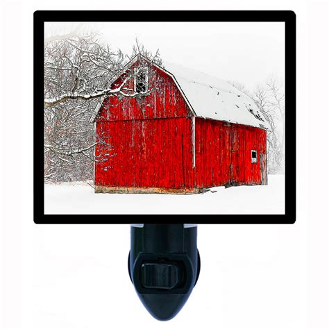 Red Barn in Winter - Night Light Designs