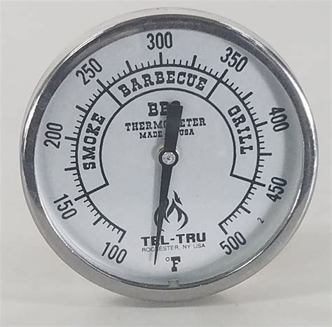 Tel-Tru BQ225 BBQ Grill & Smoker Thermometer 2" Dial 4" Stem 10-500 Ga – BBQ Bonanza