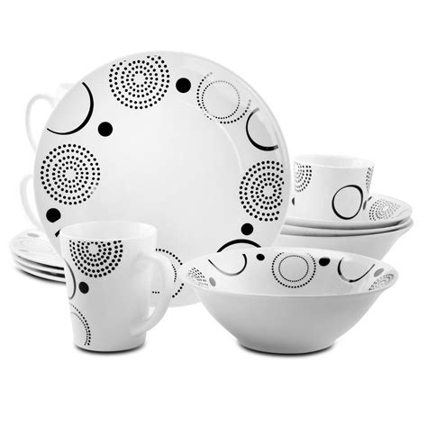 Gibson Home Modern Times 12-Piece Black and White Dinnerware Set 985110171M - The Home Depot