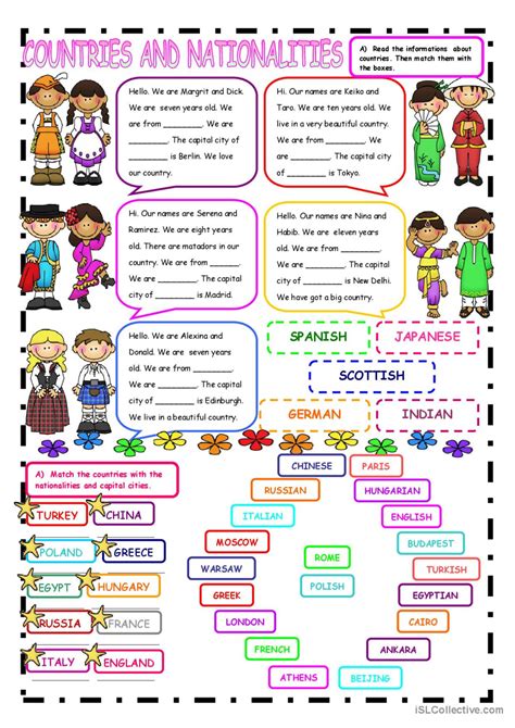 Countries-Nationalities: English ESL worksheets pdf & doc