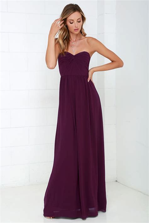 Pretty Plum Purple Dress - Strapless Dress - Maxi Dress - Blue Gown - $98.00