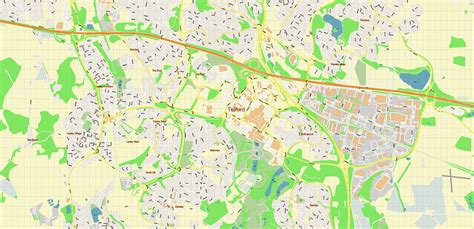 Telford Area UK Map Vector City Plan High Detailed Street Map editable Adobe Illustrator in layers