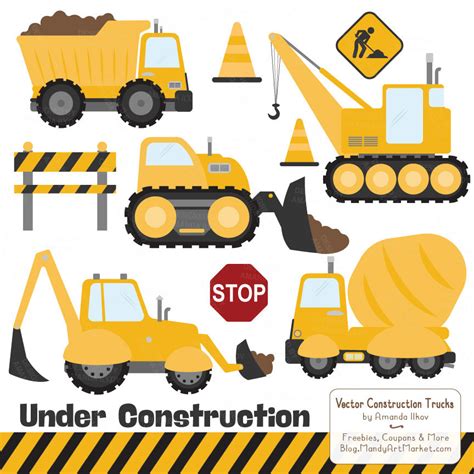 Premium Yellow Construction Clipart Truck Clipart | Etsy