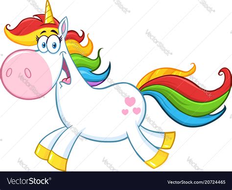 Cute magic unicorn character running Royalty Free Vector