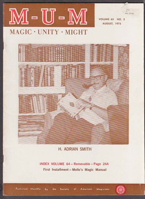 M-U-M MAGIC UNITY MIGHT Magazine: H Adrian Smith 8 1975