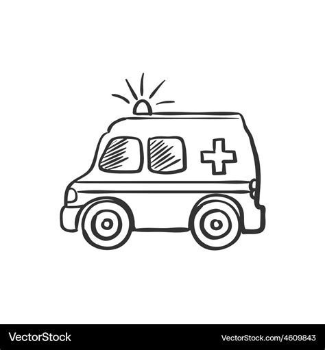 Ambulance doodle drawing Royalty Free Vector Image