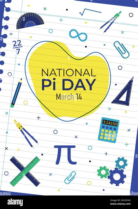 National Pi Day Vertical Poster Vector Illustration. March 14 Awareness Celebration ...