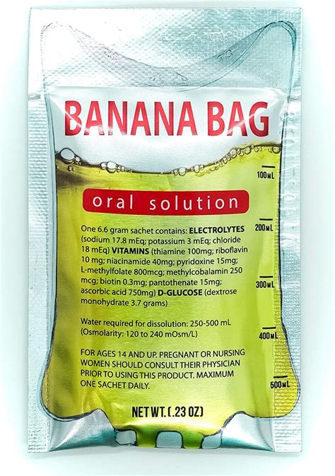 Buy Banana Bag Oral Solution: Electrolyte & Vitamin Powder Packet for Reconstitution in Water to ...