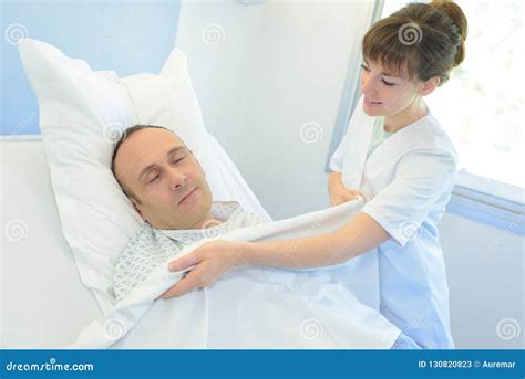 Nurse Talking Care Patient Bed Hospital Stock Image - Image of care ...