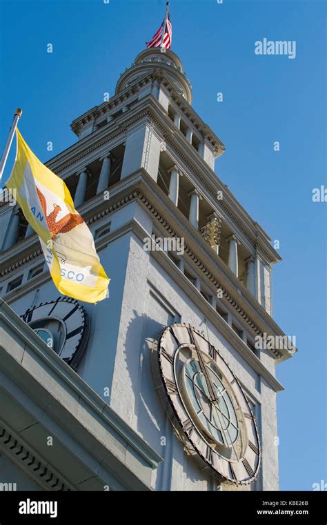 The Ferry Building clock tower in San Francisco, California Stock Photo ...