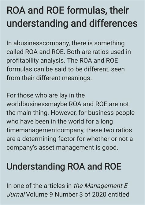 SOLUTION: Roa and roe formulas their understanding and differences ...