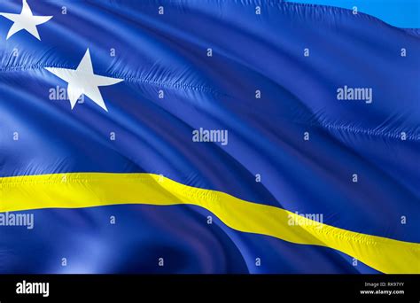 Curacao flag. 3D Waving flag design. The national symbol of Curacao, 3D ...