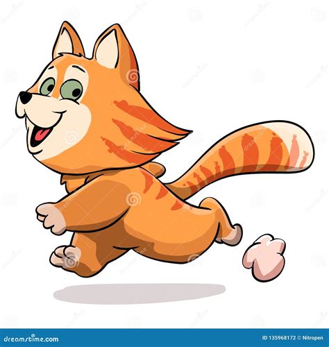 Running Cat - Cat Cartoon - Cute Cat Stock Illustration - Illustration of animal, adorable ...