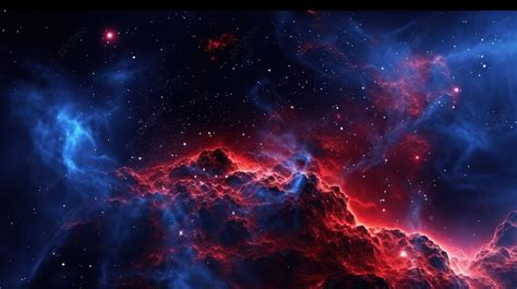 Captivating 3d Rendering Mesmerizing Red And Blue Nebula In Front Of ...