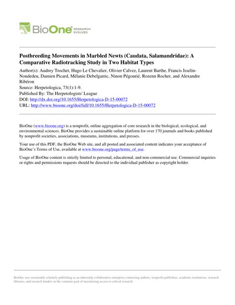 (PDF) Postbreeding Movements in Marbled Newts (Caudata, Salamandridae): A Comparative ...