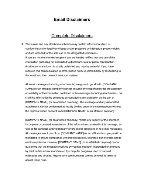 Email Disclaimer Template (Download)