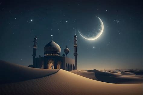 Premium Photo | The concept of ramadan a mosque that shines at nightai ...