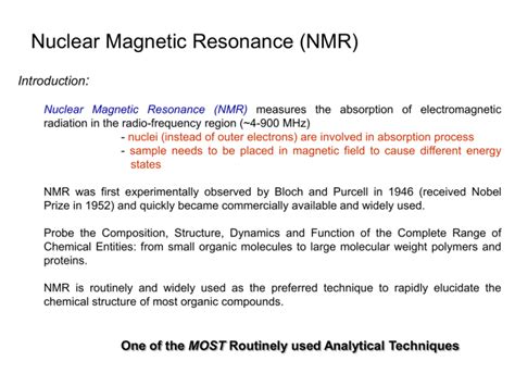 Chapter 1: Introduction to NMR Theory