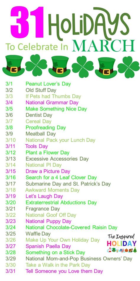 Wacky March Holidays | National holiday calendar, March holidays, National day calendar