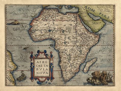 Antique Map of Africa by Abraham Ortelius - 1570 Drawing by Blue Monocle - Fine Art America