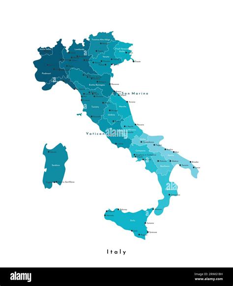 Vector modern isolated illustration. Simplified administrative map of Italy. White background ...