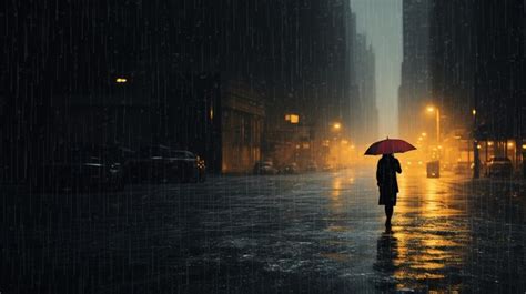 Premium AI Image | one person walking in the rain alone