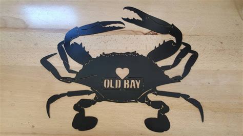 Large Old Bay Blue Crab metal wall art plasma cut decor | Etsy
