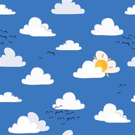 Blue sky seamless pattern with clouds vector illustration 12806474 ...