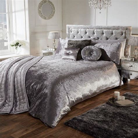 Crushed Velvet Duvet Quilt Cover Bedroom Bedding Set (Silver Grey, King): Amazon.co.uk: Kitchen ...