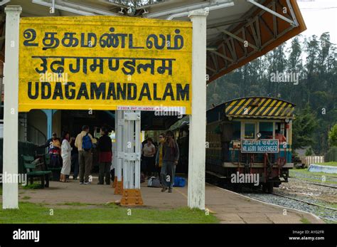 The Nilgiri Mountain Railway at Ooty (Udhagamandalam) railway station. India, Tamil Nadu, Ooty ...