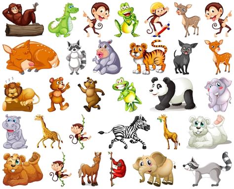 Free Vector | Set of animal cartoon character