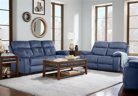 Corinne Blue 2 Pc Reclining Living Room - Living Room Sets (Blue) | Blue living room sets, Blue ...