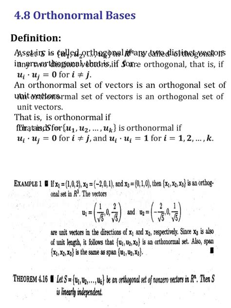 4.8 Orthonormal Bases: Definition | PDF