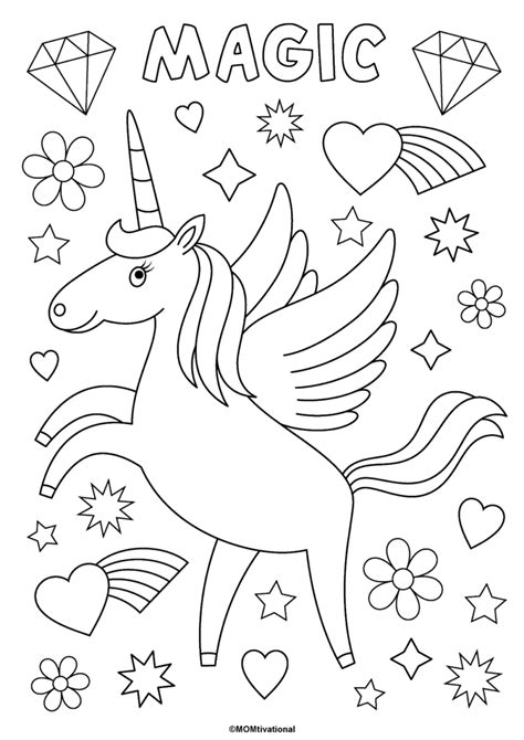 Fun and Free Unicorn Coloring Pages For Kids - MOMtivational