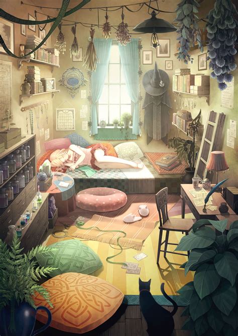 A magic student's room [Original] | Anime art, Dreamy art, Cute art