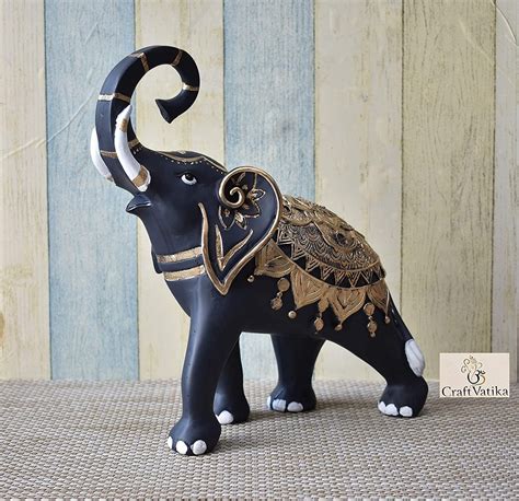 Elephant Trunk Up Statue Handmade Showpiece Animal Home & | Etsy