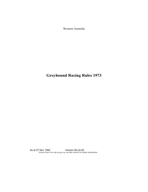 Greyhound Racing Rules 1973 - 00-c0-02