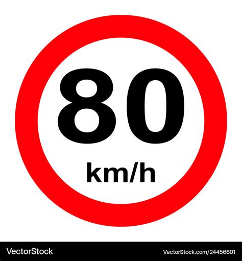 Speed limit traffic sign 80 Royalty Free Vector Image