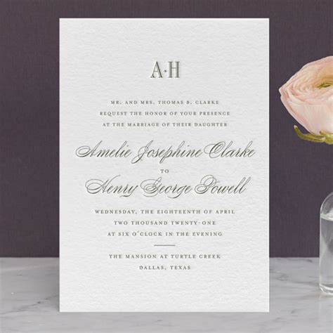 "Hepburn" - Letterpress Wedding Invitations in Moss by Toast & Lau… | Handmade wedding ...