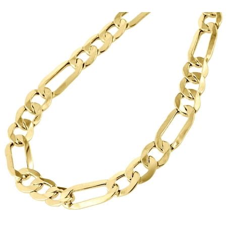 Jewelry For Less - Mens Real 10K Yellow Gold Figaro Chain 10mm Necklace High Polished 22 Inch ...