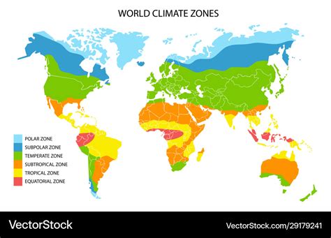 World climate zones map geographic Royalty Free Vector Image