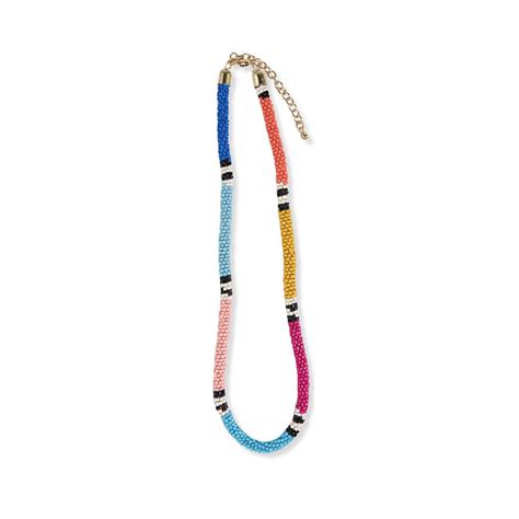 Maria Color Block and Stripe Beaded Necklace Rainbow – INK+ALLOY, LLC