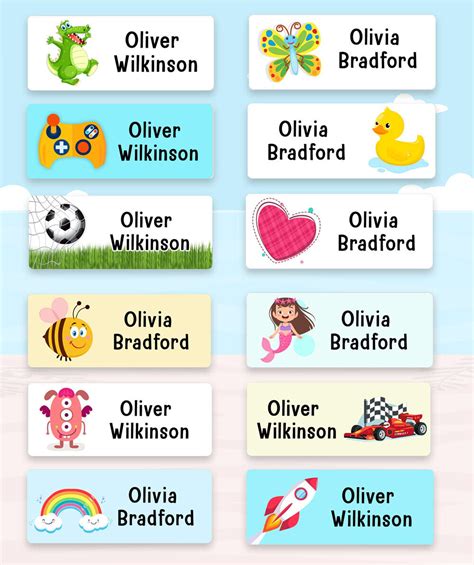 42x Personalised Waterproof School Sticky Children Kids Name Labels Stickers E10 | eBay