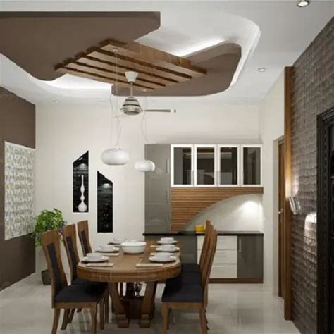 Circular Pop Ceiling For Dining Room With Rope Lighting